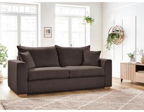 Canapea maro extensibilă cu tapițerie din catifea reiată 225 cm Augustin – Bobochic Paris