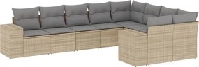 vidaXL Set canapele de grădină, 9 piese, cu perne, bej, poliratan