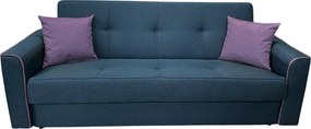 Canapea VERA extensibila, 3 locuri, lada de depozitare, stofa bleumarin + mov, 225x90x90 Bleumarin + Mov, Stofa