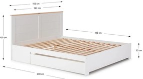 Pat matrimonial alb cu spațiu de depozitare 140x190 cm Gabi – Marckeric