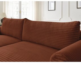 Colțar cărămiziu extensibil cu tapițerie din catifea reiată (cu colț pe partea stângă ) Lucien – Bobochic Paris