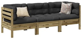 vidaXL Set mobilier de grădină cu perne, 5 piese, lemn de pin tratat