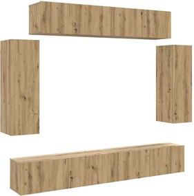 vidaXL Set dulap TV 6 piese montat pe perete Stejar artizanal
