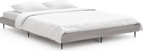 vidaXL Cadru de pat, gri sonoma, 135x190 cm, lemn prelucrat