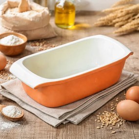 Tava Din Lut Pentru Copt Paine Semi Glazurata, Dreptunghiulara, 33x16x10 cm