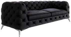 Canapea neagră cu tapițerie din catifea 225 cm Chelsea – Ropez
