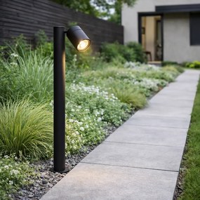 Lampă de exterior cu picior neagră 80 cm AR70 reglabilă IP44 - Solo