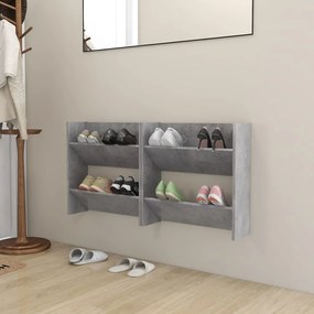 vidaXL Pantofare de perete, 2 buc., gri beton, 60x18x60 cm, PAL