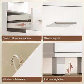 HOMCOM Comodă Slim cu 5 Sertare, Comodă Modernă pentru Baie, Dormitor sau Bucătărie, 30x30x95 cm, Alb | Aosom Romania