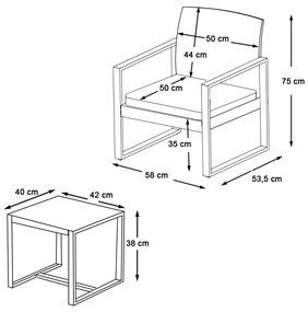 Set mobilier de exterior pentru 2 persoane cu masuta de cafea