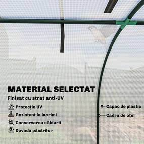 Outsunny Seră de Grădină, 4 Uși Rulabile, Oțel și Plastic, 395 x 100 x 80 cm, Alb | Aosom Romania