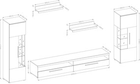 Mobilier living Indiko Typ 09 (alb + alb lucios) (cu iluminat). 1108199