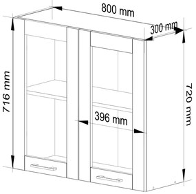 Vitrină de bucătărie superioară Organo 720 (alb). 1117505