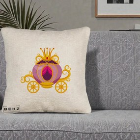 Perna Decorativa Trasura Regala Aurie, 40x40 cm, Bej Canapea, Husa Detasabila, Perna Inclusa, BEKZ®