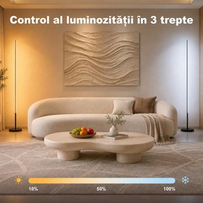 HOMCOM Set 2 lămpi de colț LED, 1450 lm, cu întrerupător, negru | Aosom Romania
