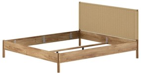 Pat matrimonial în culoare naturală din lemn de stejar fără somieră 180x200 cm Olive Rope – Vipack