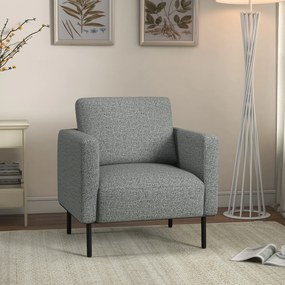 HOMCOM Fotoliu de salon fotoliu din material textil 1 loc acoperire aspect lin picioare din oțel 79 x 76 x 65 cm gri negru | Aosom Romania