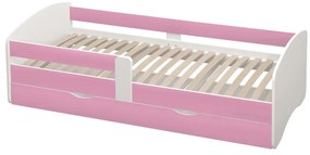 Pat de o persoană 90 cm Carecen (roz + alb) (cu somieră) (cu sp. depozitare). 1116285