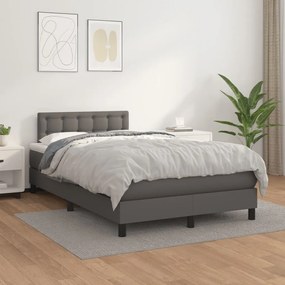 3141117 vidaXL Pat box spring cu saltea, gri, 120x200 cm, piele ecologică