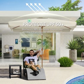 Outsunny Umbrelă de Grădină 2x3 m Înclinabilă cu Deschidere cu Manivelă, Ventilare și Margini Plisate, Anti UV 50+, Aluminiu și Poliester 180 g/㎡, Bej | Aosom Romania