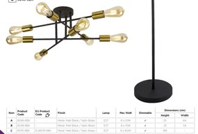 Lustra moderna design minimalist Armstrong 6L 8046-6BK SRT