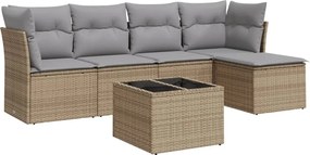 vidaXL Set canapele de grădină cu perne, 6 piese, bej, poliratan