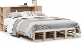 vidaXL Pat cu bibliotecă fără saltea, 140x200 cm, lemn masiv