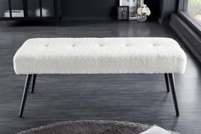 Bancheta tapitata design modern Boutique 100cm, boucle alb