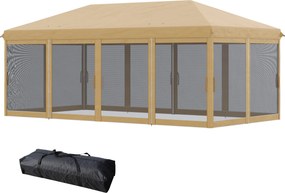 Outsunny Baldachin Pop-Up cu Plasă, Cort pentru Petreceri cu Geantă de Transport pentru Exterior, 585x295xx270 cm, Bej | Aosom Romania