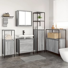 vidaXL Set mobilier baie, 5 piese, gri sonoma, lemn prelucrat