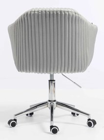 HR832K Scaun Gri Teddy Cord cu Bază Cromata