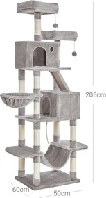 Copac pentru pisici PANTHER, 60x50x206cm, gri Feandrea