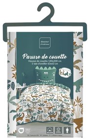 Lenjerie de pat pentru copii albă-verde din bumbac pentru pat de o persoană 140x200 cm Dina – douceur d'intérieur