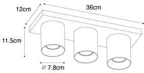 Plafoniera moderna cu spoturi neagra cu auriu cu 3 lumini - Tubo