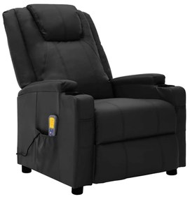 3073795 vidaXL Fotoliu de masaj rabatabil electric, negru, piele ecologică