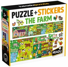 PUZZLE SI STICKERE FERMA CU 48 PIESE - HEADU (HE59087)