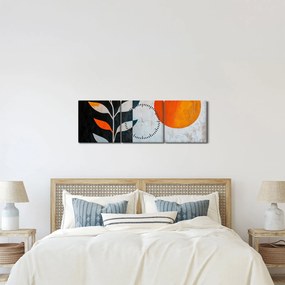 Tablou - Abstracție cu plantă și soare (cu ceas) (90x30 cm)
