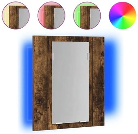 vidaXL Dulap cu oglindă de baie LED, stejar fumuriu, 40x12x45 cm, lemn