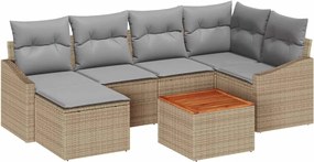 vidaXL Set de canapele pentru grădină 7 pcs Beige și gri deschis