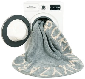 Covor pentru copii albastru deschis lavabil/țesut manual din bumbac ø150 cm ABC Vintage Blue – Lorena Canals