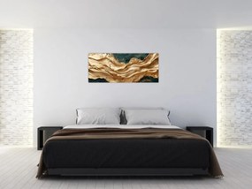 Tablou - Abstracție verde cu auriu II. (120x50 cm)