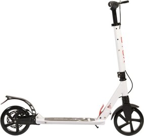 Trotineta din aluminiu cu frana pe disc NOVOKIDS™ Plexus Street Challenger, maxim 100 kg, Franare dubla, Suspensie dubla, Diametru roata 200 mm, Alb