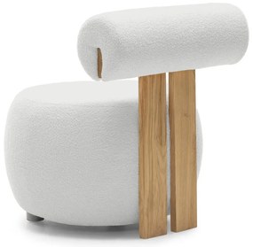 Fotoliu design alb HANNA, stejar