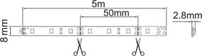 Bandă LED Flash GTV pentru mobilier, lumină rece, 60 LED m, 730 lm m, 12 W m, 12V, IP65, 5 m 12 V, LED Flash, Alb rece, 730 lm/m, 12 W/m, 8 mm