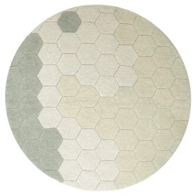 Covor verde deschis lavabil/țesut manual rotund din bumbac ø 140 cm Honeycomb Blue Sage – Lorena Canals