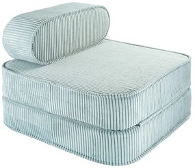 Fotoliu de copii verde mentă cu tapițerie din catifea reiată Flip – Wigiwama