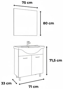 Ruben Prime 75 mobilier de baie complet Sonoma Oak