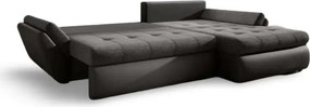 Colțar extensibil dumonde cu ladă de depozitare si sezut confortabil din spuma high-density, Loana Magma Black 270x185 cm