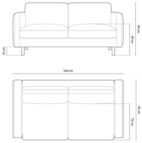 Canapea 2 locuri Eden stofa L146 cm