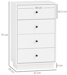 HOMCOM Sertar șifonier cu 7 sertare dulap din material lemnoas în stil modern 47 x 29 x 75 cm Alb | Aosom Romania